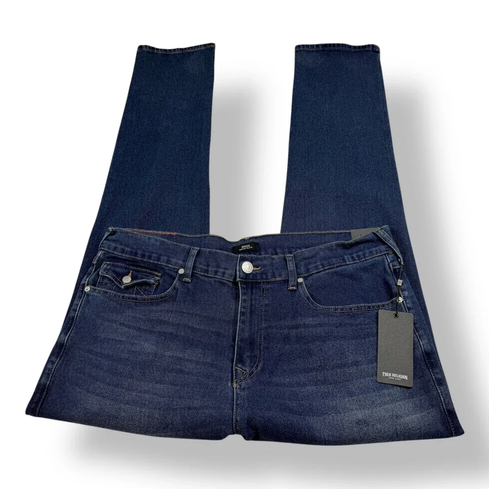 True Religion Rocco Relaxed Skinny Jeans Mens 36x33 Dark‎ Woodland Wash NWT